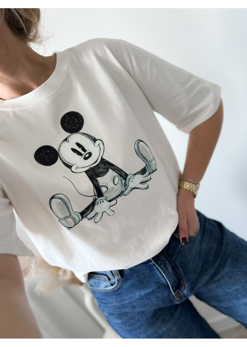 T-shirt z Miki śmietanka
