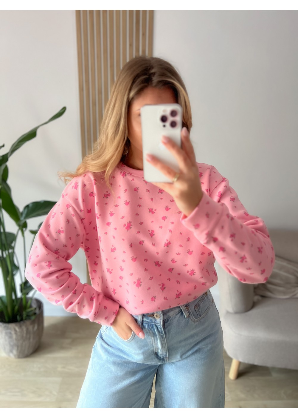 Bluza w kwiaty różowe