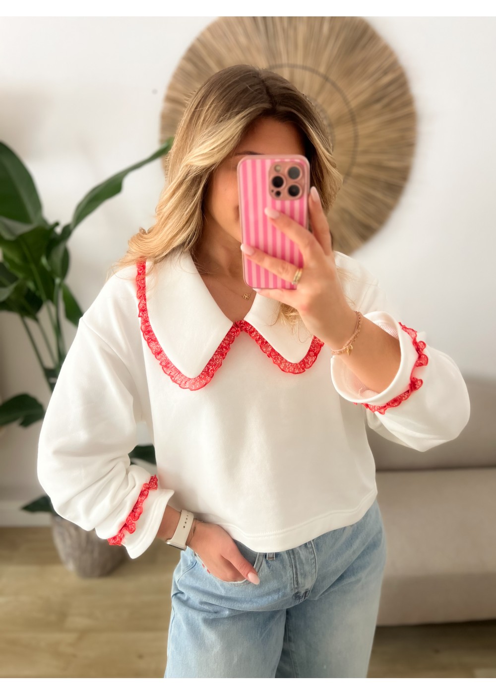 Bluza z kołnierzykiem biała