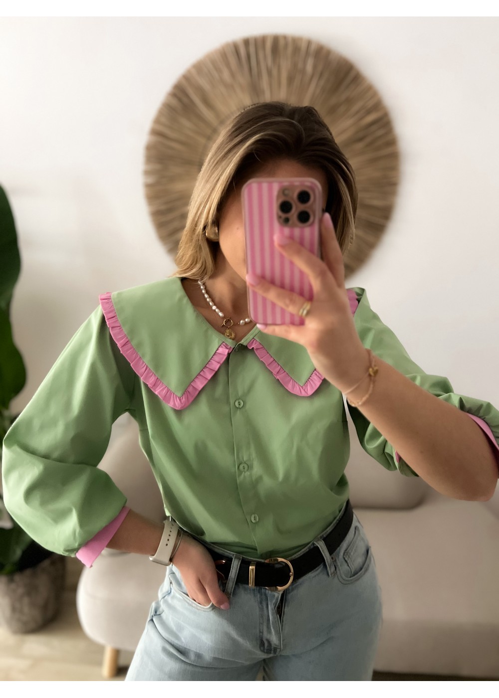 Koszula zielona z kołnierzem