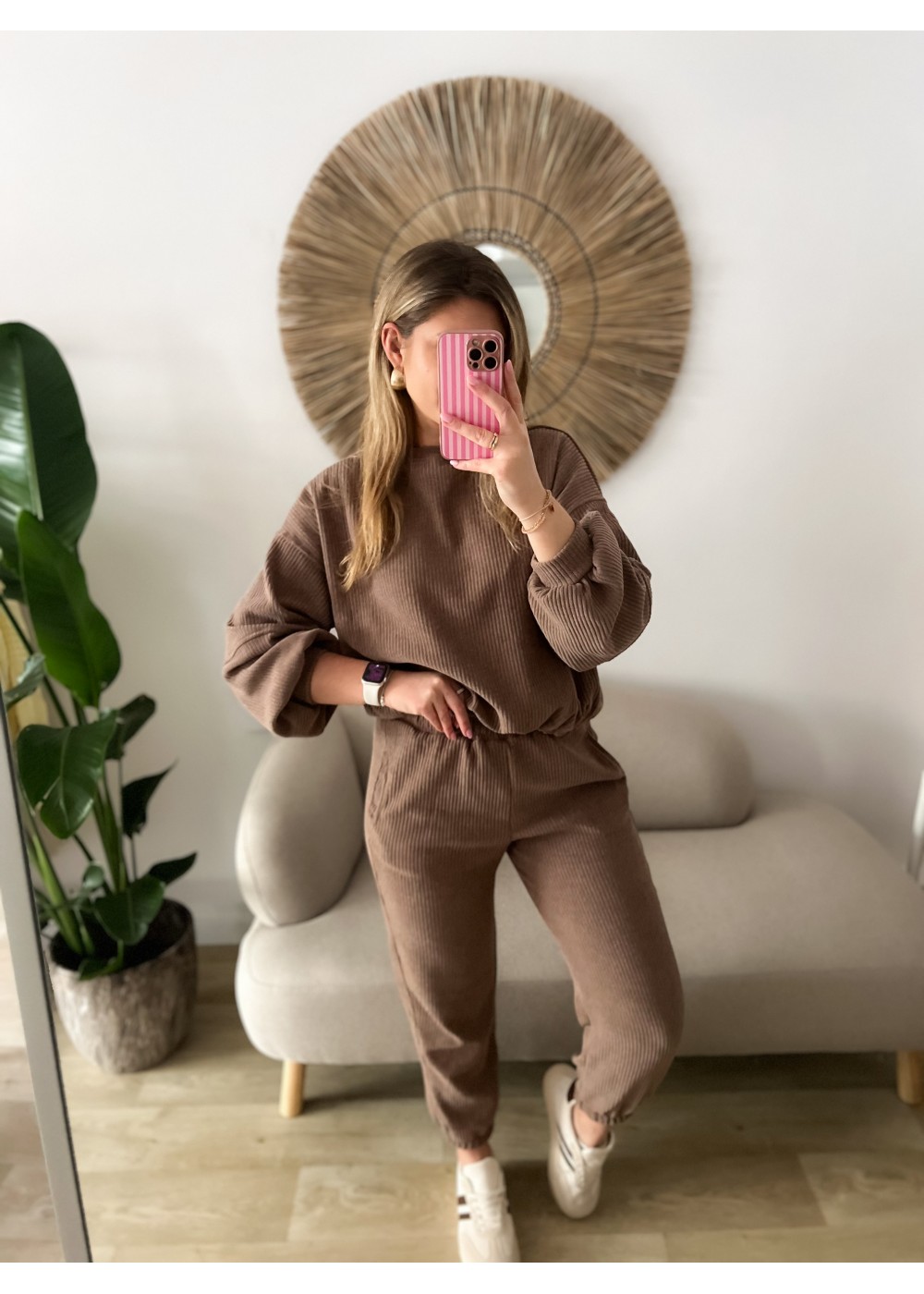 Komplet z prążkowanego...