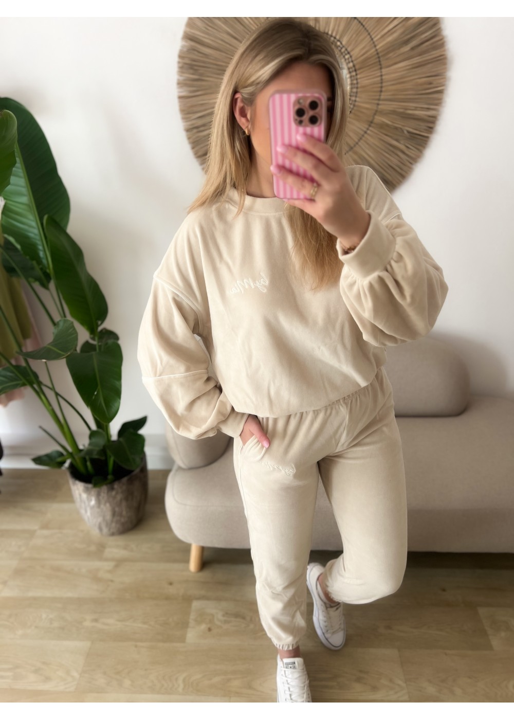 Komplet welurowy beżowy