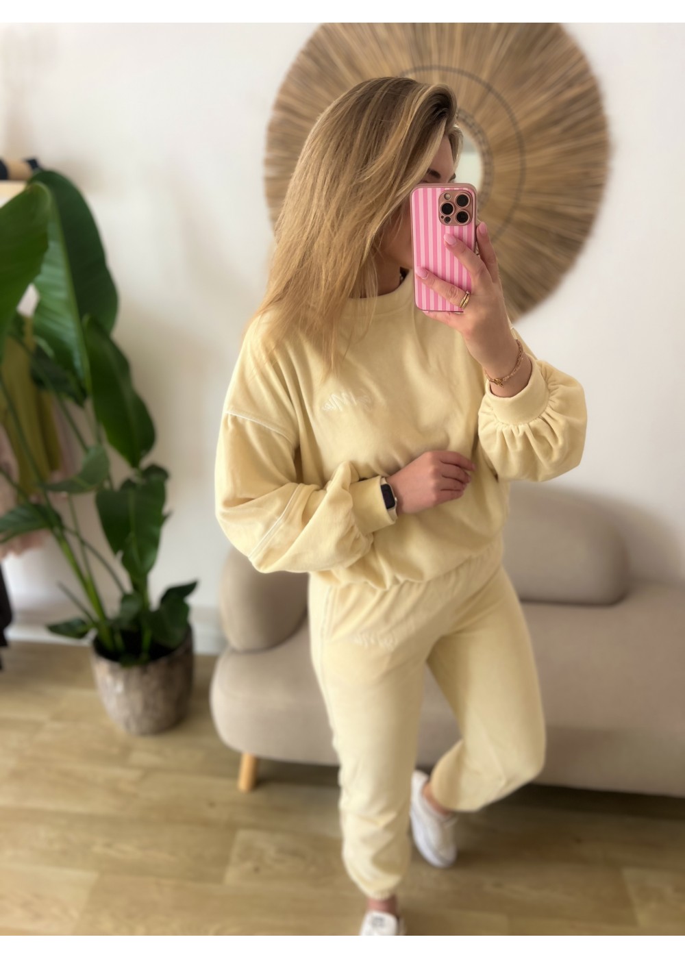 Komplet welurowy żółty