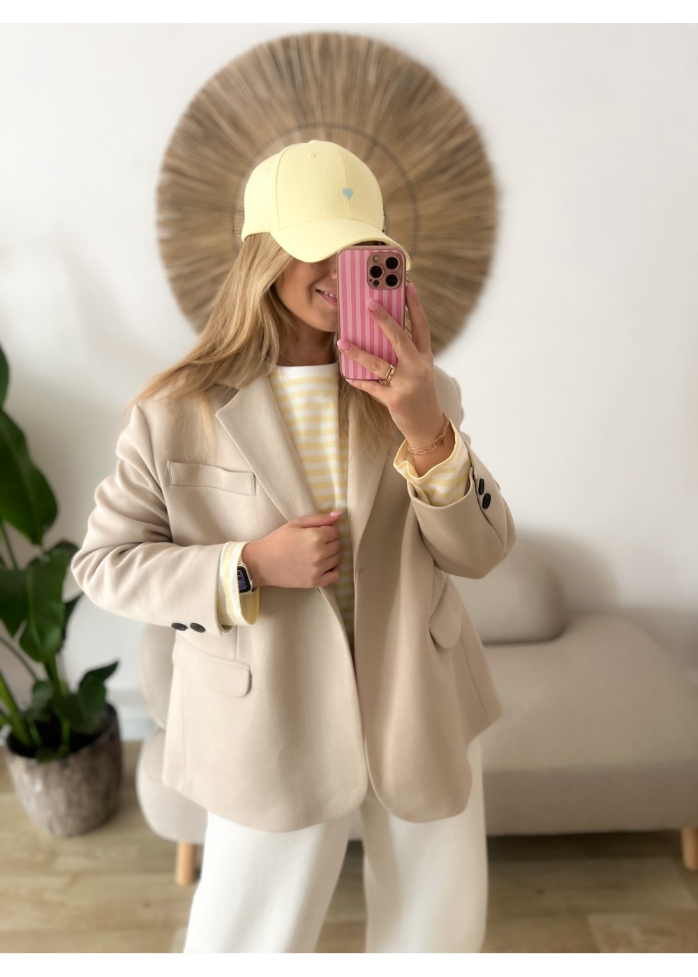 Marynarka bawełniana bezowa