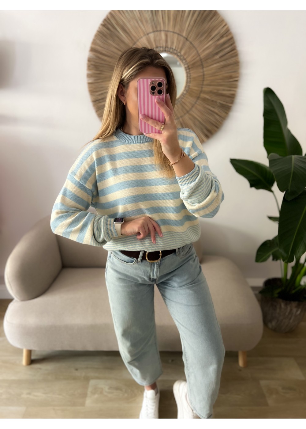 Bawełniany sweter w paski...