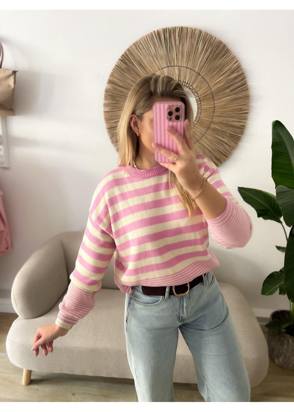 Bawełniany sweter w paski...