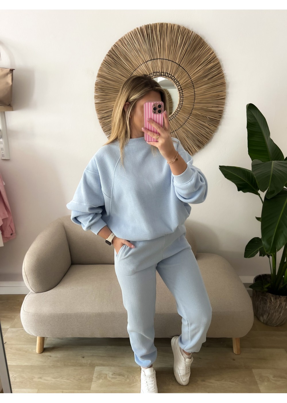 Komplet z prążkowanego...