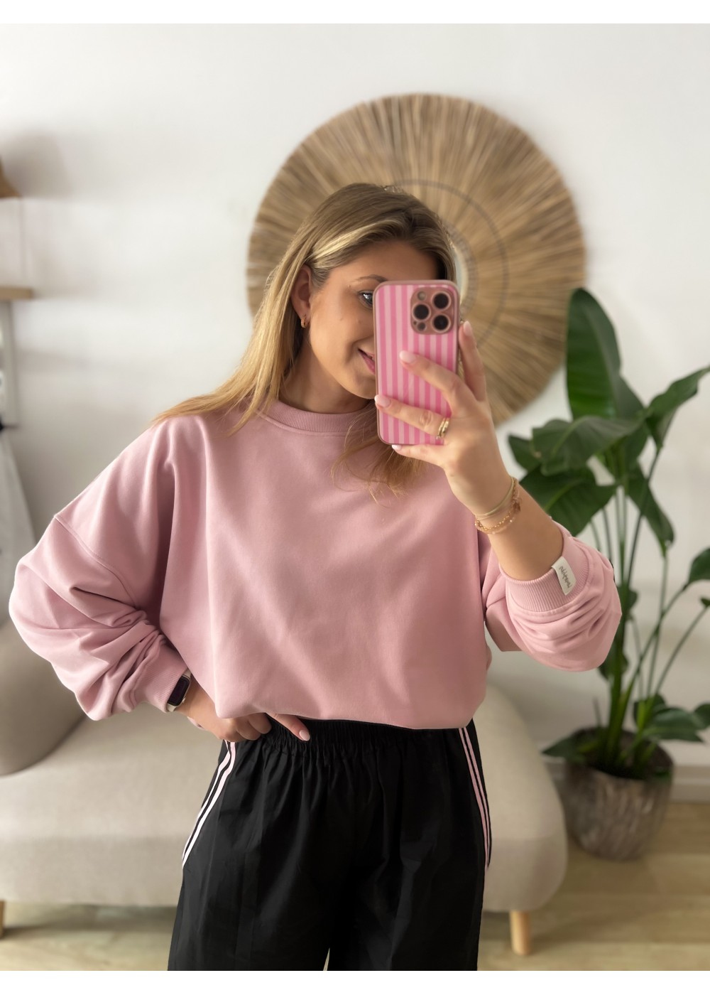 Bluza Basic pudrowy róż